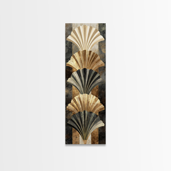 Fan Shaped Shell Motif Canvas Print, Art Deco Art, Decor, Living Room Decor, Abstract Art, Glamour, Apartment Decor, ADA-1x3-32