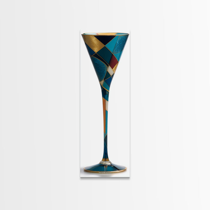 Luxury Cocktail Glass Canvas Print, Art Deco Art, Decor, Living Room Decor, Abstract Art, Glamour, Apartment Decor, ADA-1x3-65