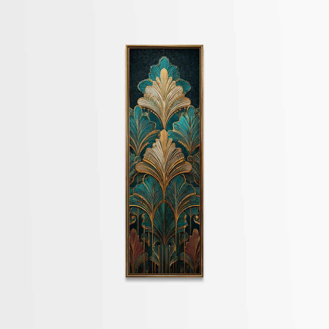 Golden Palm Fronds Arranged Canvas Print, Art Deco Art, Printable Art, Living Room Decor, Fine Art, Glamour, Neutral Decor, ADA-1x3-68