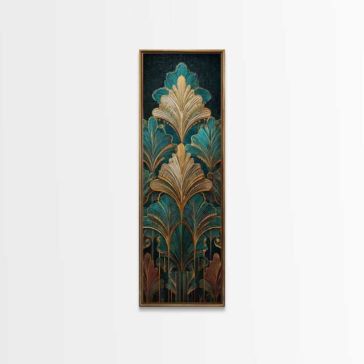 Golden Palm Fronds Arranged Canvas Print, Art Deco Art, Printable Art, Living Room Decor, Fine Art, Glamour, Neutral Decor, ADA-1x3-68
