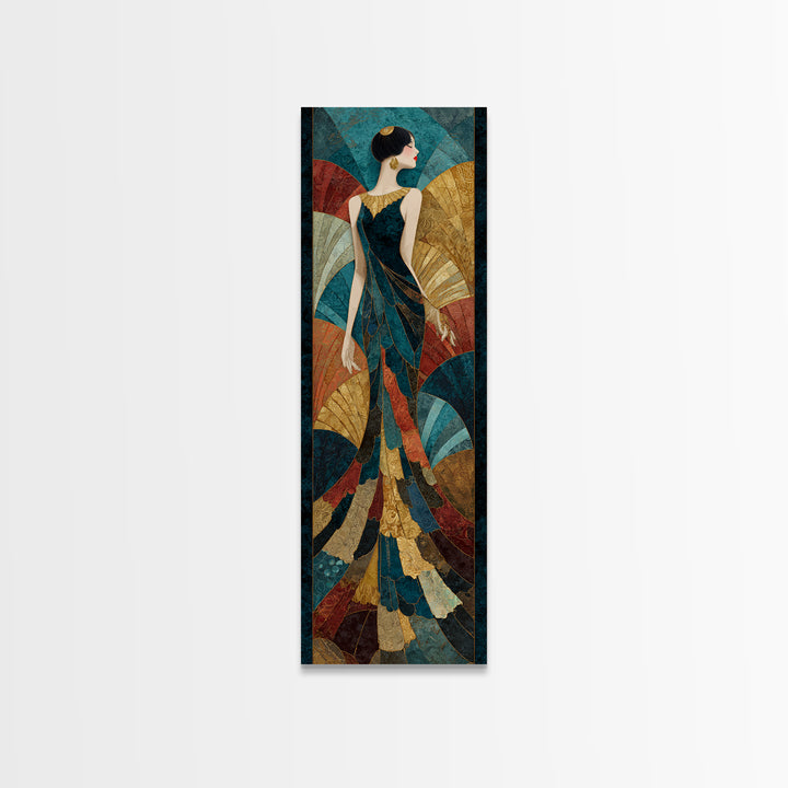 Fan Shaped Shell Motif Framed Canvas Print, Art Deco Art, Wall Art Print, Living Room Decor, Glamour, Statement Artwork, ADA-1x3-80