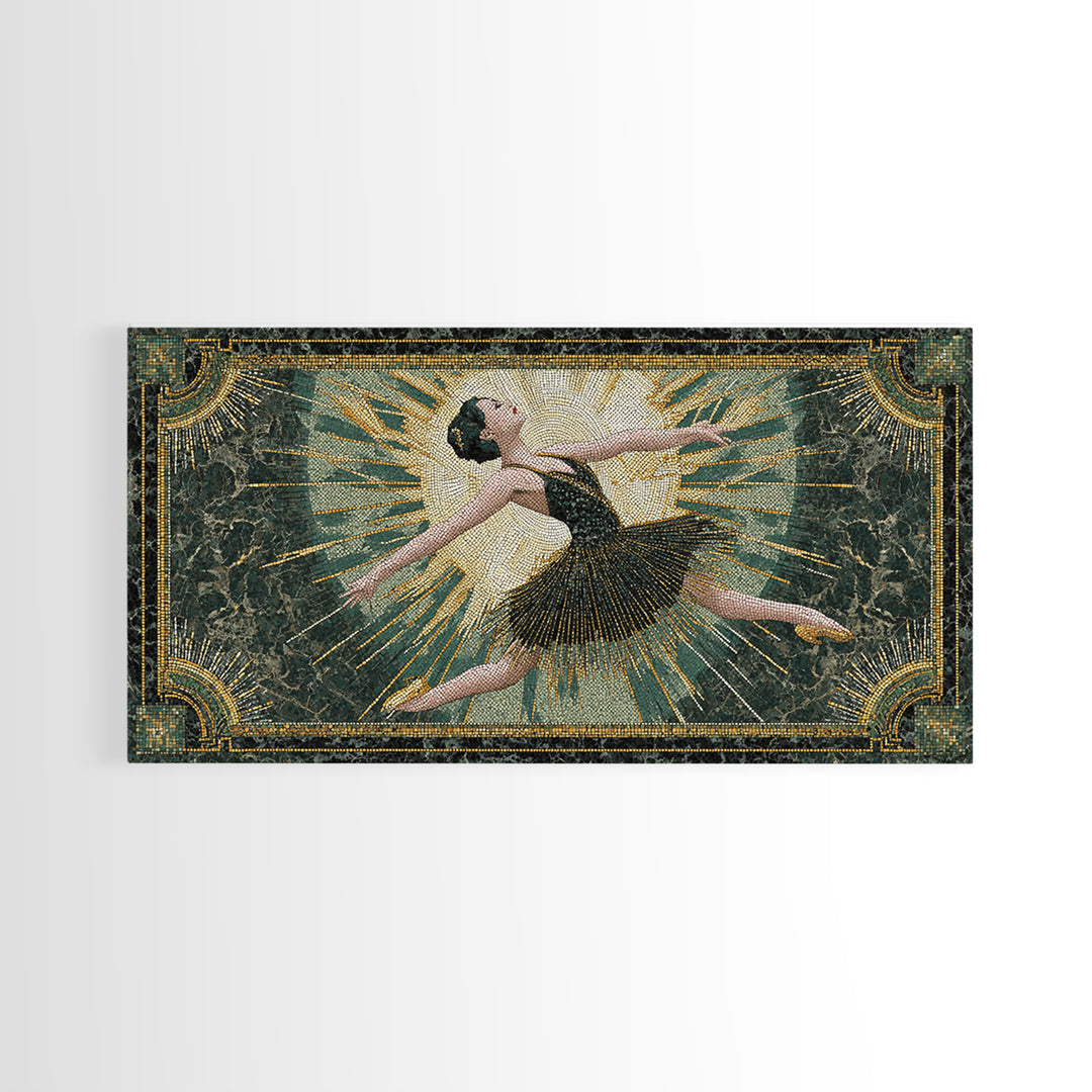 Deco Dancer in Beaded Dress and Angular Framed Canvas Print, Art Deco Art, Room Decor, Living Room Decor, Fine Art, Glamour, ADA-2x1-75