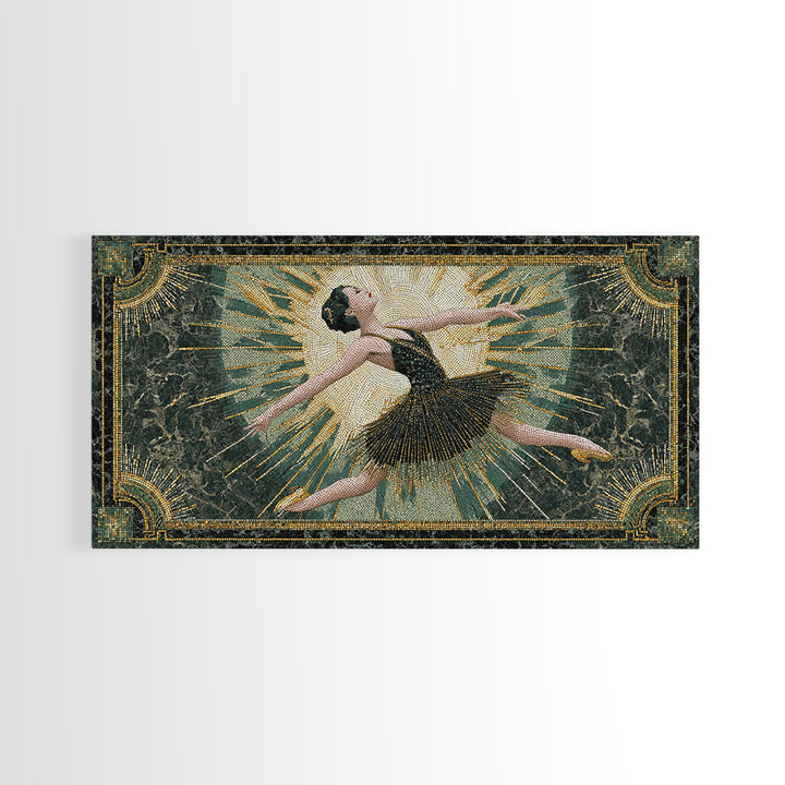 Deco Dancer in Beaded Dress and Angular Framed Canvas Print, Art Deco Art, Room Decor, Living Room Decor, Fine Art, Glamour, ADA-2x1-75
