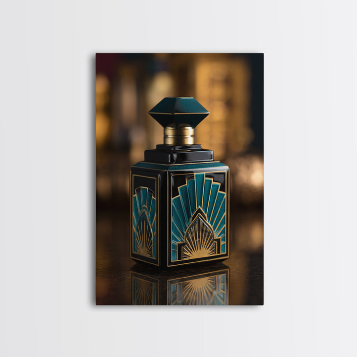 Ornate Perfume Bottle Framed Canvas Print, Art Deco Art, Home Decor, Living Room Decor, Fine Art, Glamour, Boho, Art Nouveau, ADA-2x3-18