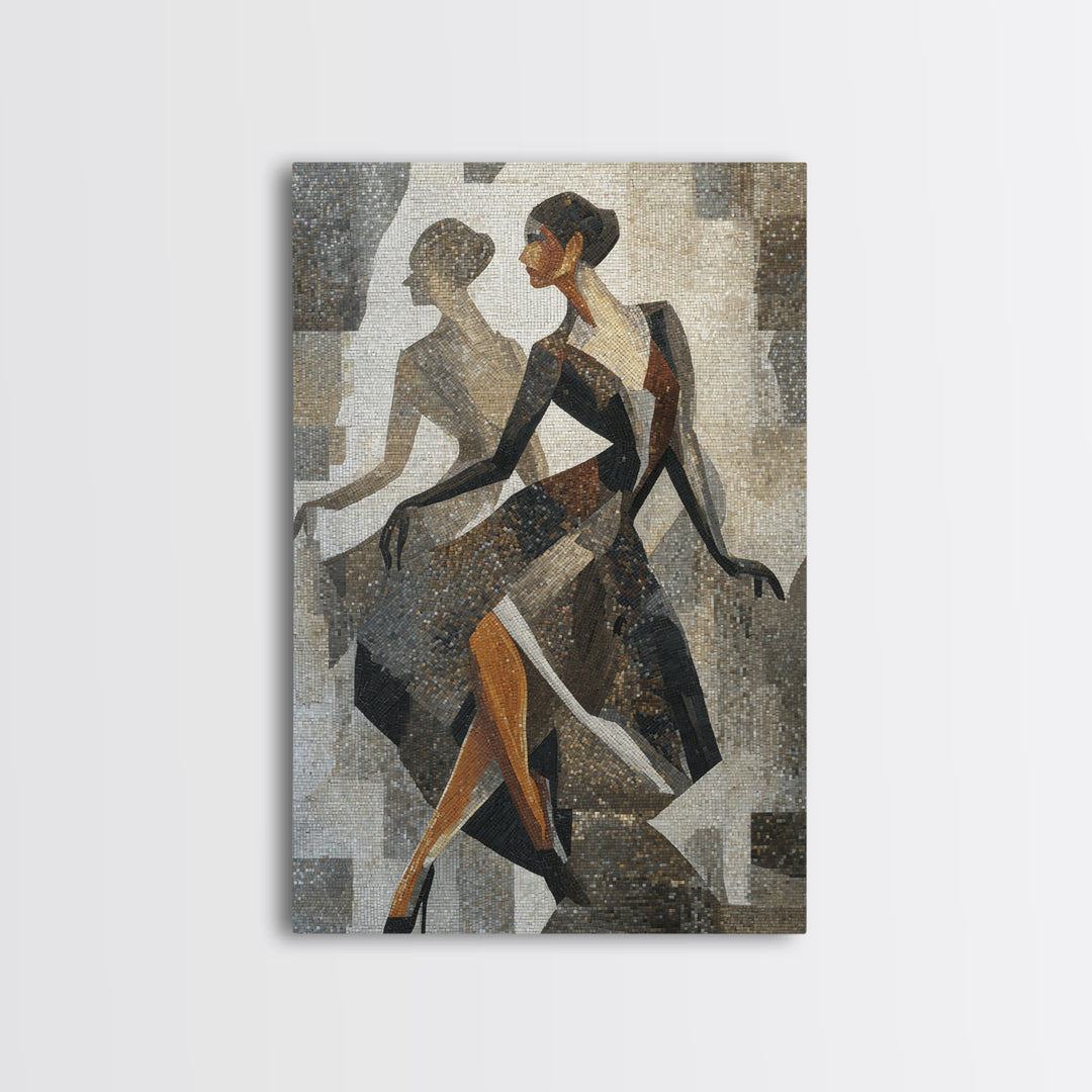 Deco Dancer in Beaded Dress and Angular Canvas Print, Art Deco Art, Canvas, Living Room Decor, Glamour, Wall Art Print, ADA-2x3-39