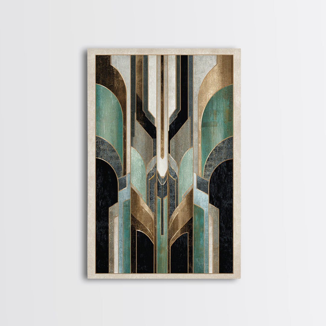 Abstract Stepped Arches Framed Canvas Print, Art Deco Art, Printable, Living Room Decor, Abstract Art, Glamour, ADA-2x3-98