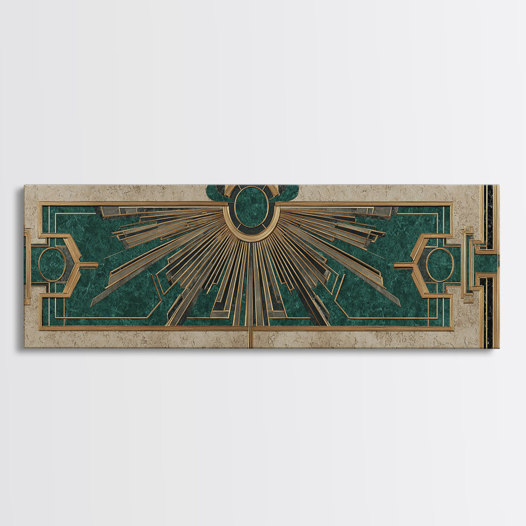 Deco Doorway Study Framed Canvas Print, Art Deco Art, Art Deco, Living Room Decor, Oil Painting, Glamour, Art Deco Wallpaper, ADA-3x1-79