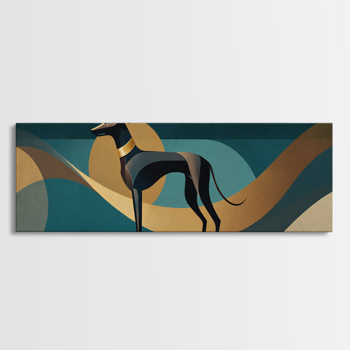 Elegant Greyhound Silhouette Framed Canvas Print, Art Deco Art, Gallery Wall Art, Living Room Decor, Fine Art, Glamour, ADA-3x1-81