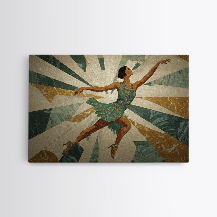 Deco Dancer in Beaded Dress and Angular Canvas Print, Art Deco Art, Modern Decor, Living Room Decor, Fine Art, Glamour, ADA-3x2-11