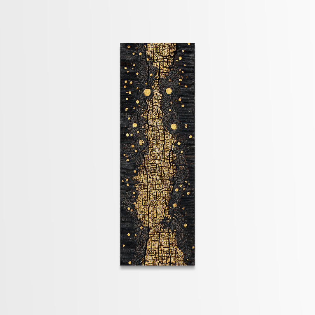 Black And Gold Ancestral Path, Abstract African Art, Luxury Wall Art, Spiritual Decor, Premium Canvas Print Gift For Home