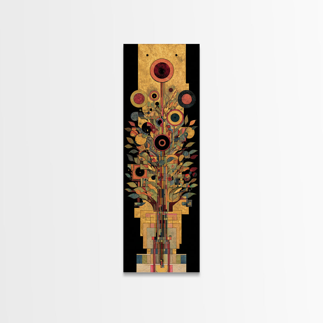 Gold Botanical African Tree Of Life Canvas Print, Geometric Floral Wall Decor, Elegant Afrocentric Art For Living Room Decor