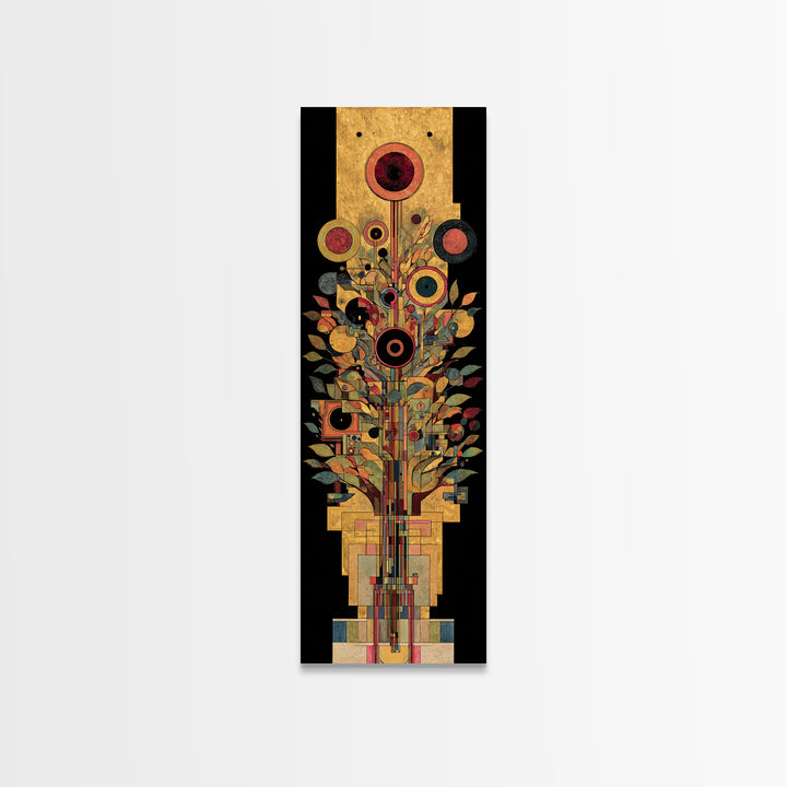 Gold Botanical African Tree Of Life Canvas Print, Geometric Floral Wall Decor, Elegant Afrocentric Art For Living Room Decor