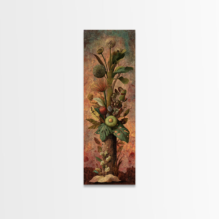 Surreal Tropical Botanical Bouquet With Protea And Ferns Canvas Print, African Inspired Wall Art, Boho Home Decor Gift For Her