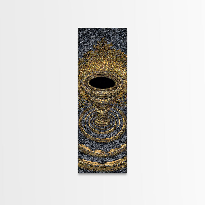 Golden Chalice Portal With Rippling Rings Canvas Print, Black And Gold Wall Art, Luxury Abstract Decor, Statement Art Gift