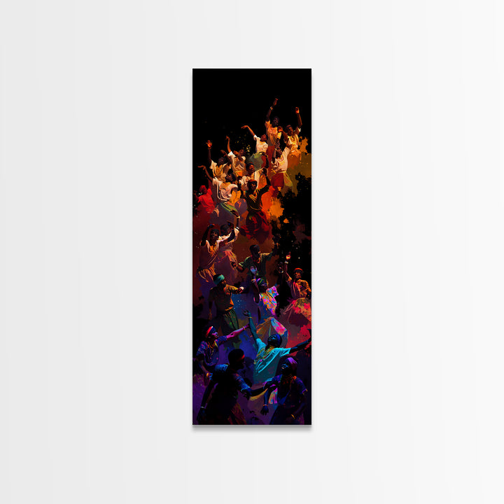 Joyful African Celebration Dance Wall Art, Colorful Afrocentric Canvas, Black Culture Art Print, Vibrant Home Decor Gift