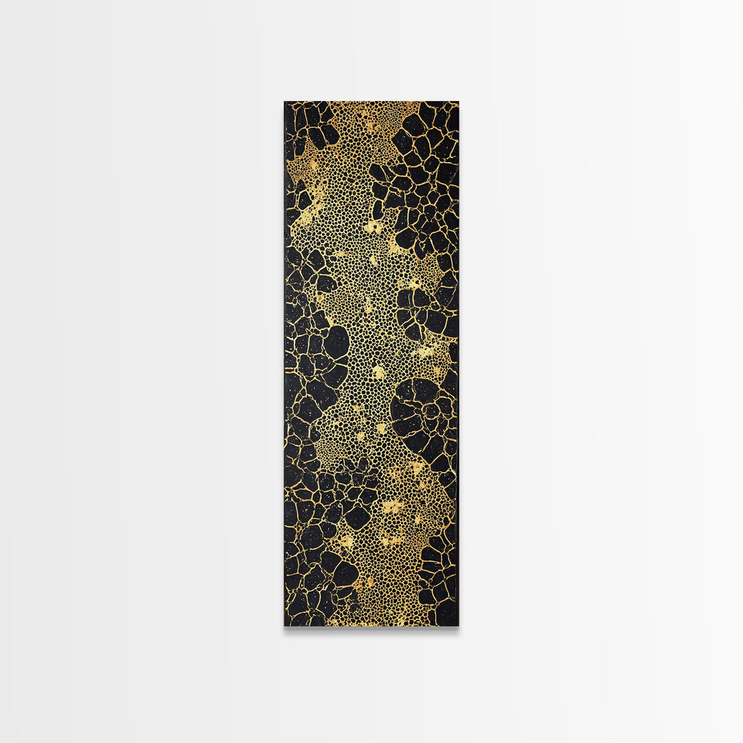Gold Black Giraffe Pattern Abstract Wall Art, African Safari Canvas Print, Luxury Modern Tribal Decor, Earth Tone Home Gift