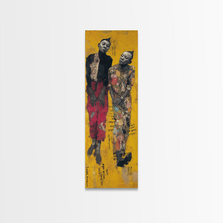 Two Elegant African Women On Yellow Wall Art, Black Female Portrait Canvas, Afrocentric Cultural Home Decor Statement Gift