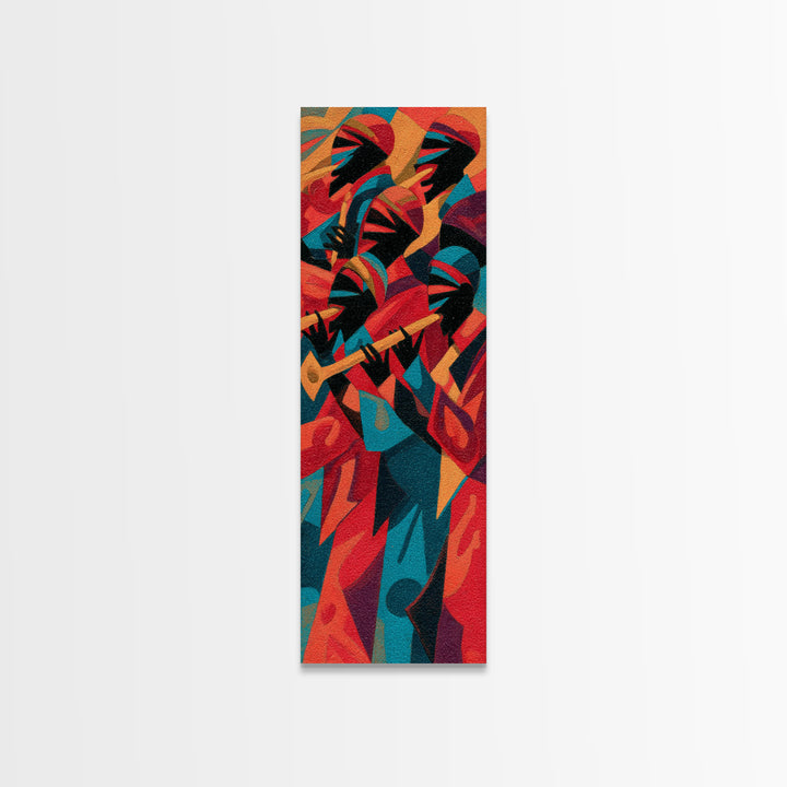 Abstract African Jazz Musicians Wall Art, Tribal Art Print, Afrocentric Decor, Bold Colorful Canvas Print, Music Lover Gift