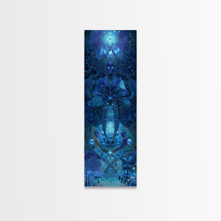 Mystical Blue African Goddess Wall Art, Afrocentric Decor, Spiritual Black Woman Art, Ethnic Portrait Canvas Print Home Decor Gift