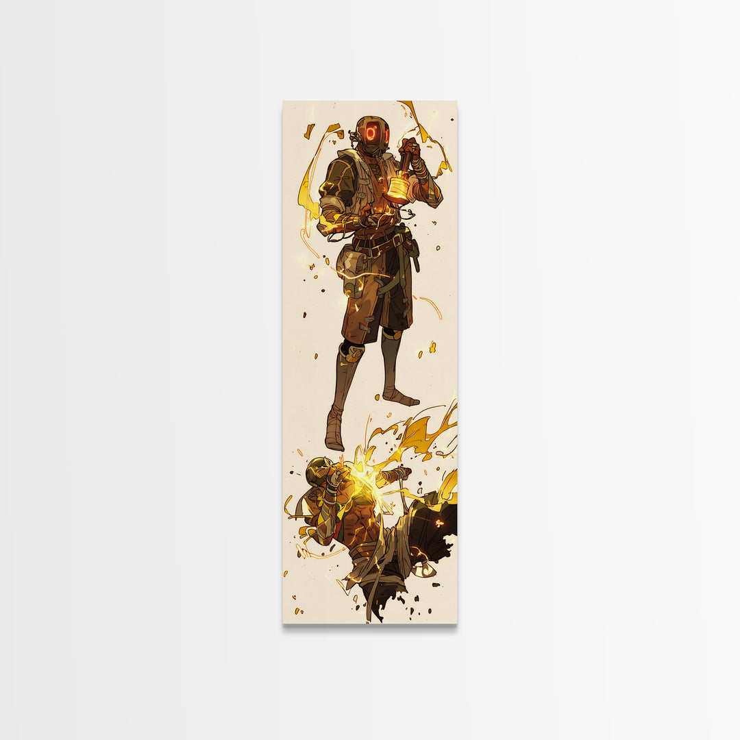 Sci Fi Nomad Warrior With Lantern Canvas Print, African Warrior Art, Afrofuturism Decor, Bold Modern Adventure Wall Art Gift