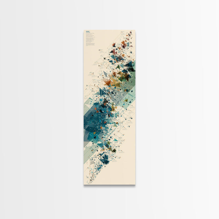 Teal Gold Abstract Shards Wall Art, Modern Geometric African Inspired Canvas Decor, Minimalist Office Art, Unique Home Decor