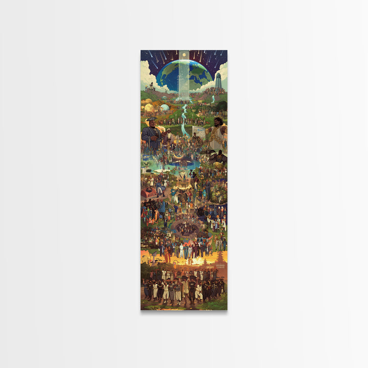 Afrofuturist Community Celebration Under Earth Wall Art, African Culture Art, Black History Decor, Unity Festival Print Gift
