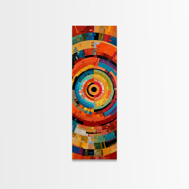 Colorful Concentric Mosaic Circle Canvas Print, African Abstract Art, Modern Geometric Wall Decor, Bold Statement Art Gift