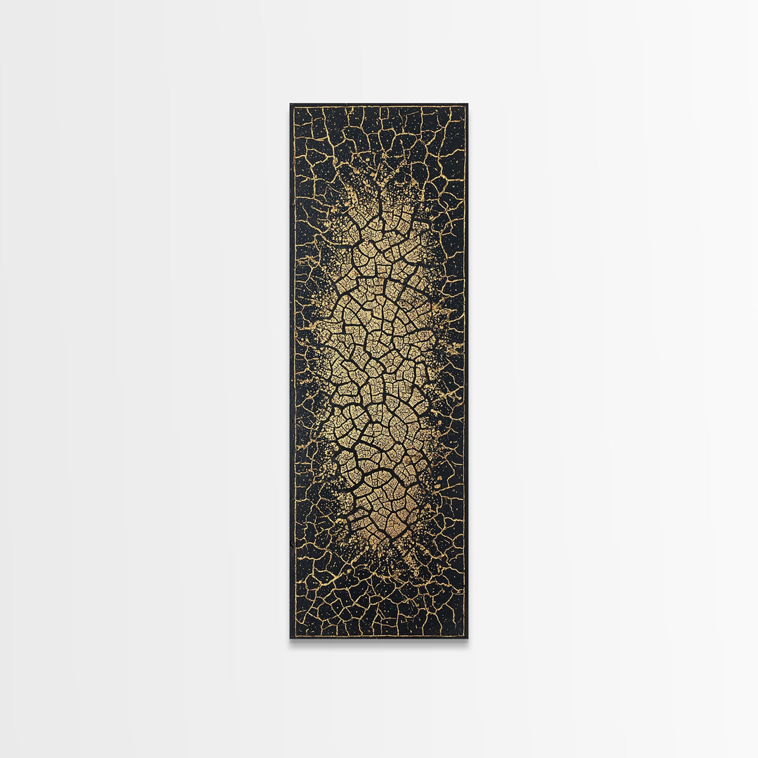 Gold Cracked African Woman Silhouette Wall Art, Abstract African Art Print, Black And Gold Canvas, Afrocentric Home Decor