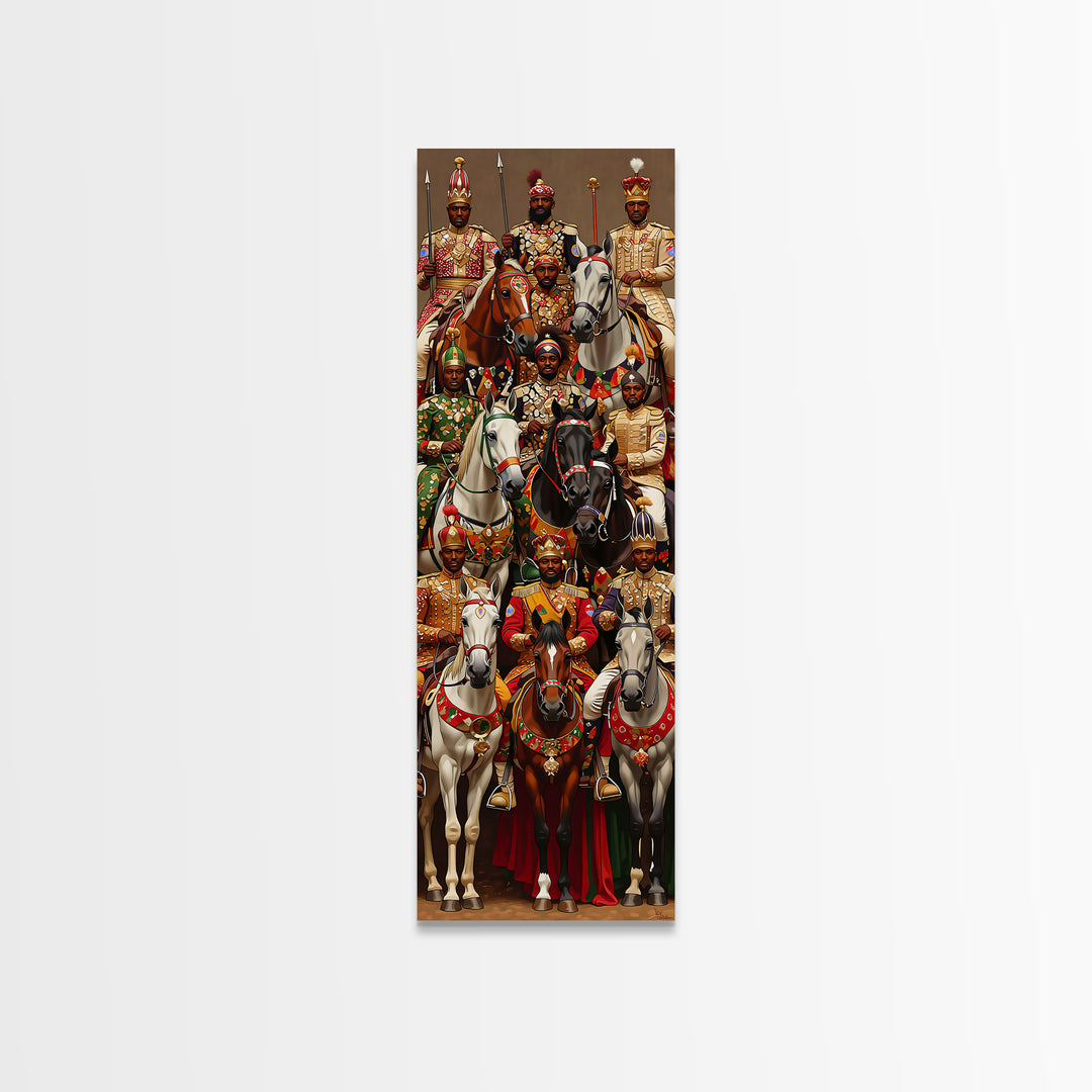 Regal African Horseback Warriors In Ceremony Wall Art, African American Art, African Tribal Decor, Afrocentric Artwork Gift