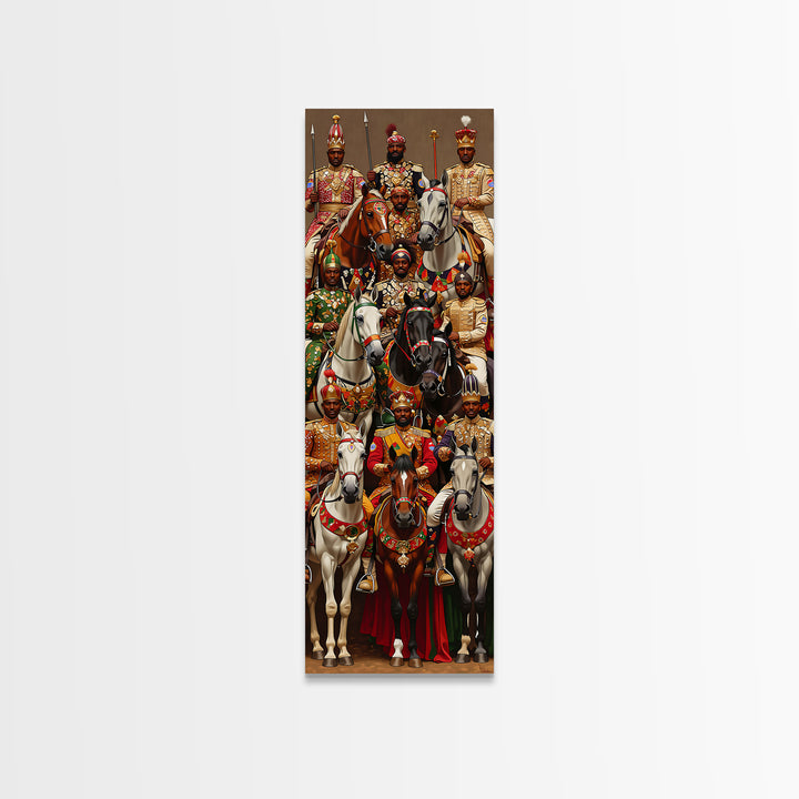 Regal African Horseback Warriors In Ceremony Wall Art, African American Art, African Tribal Decor, Afrocentric Artwork Gift