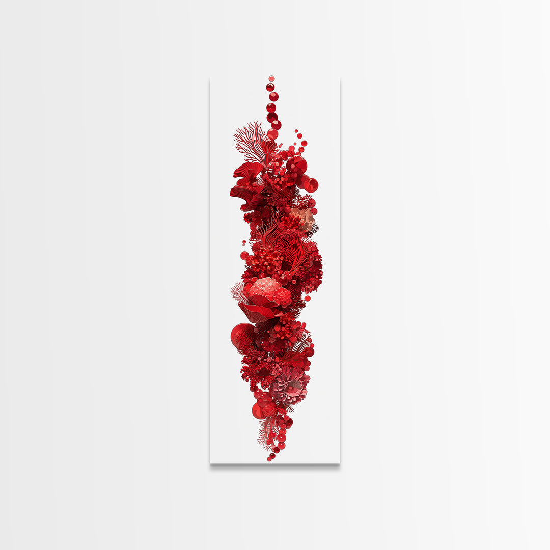 Red Coral Floral Abstract Sculpture Canvas Print, Modern African Art, Abstract Wall Art, Botanical Home Decor, Statement Gift