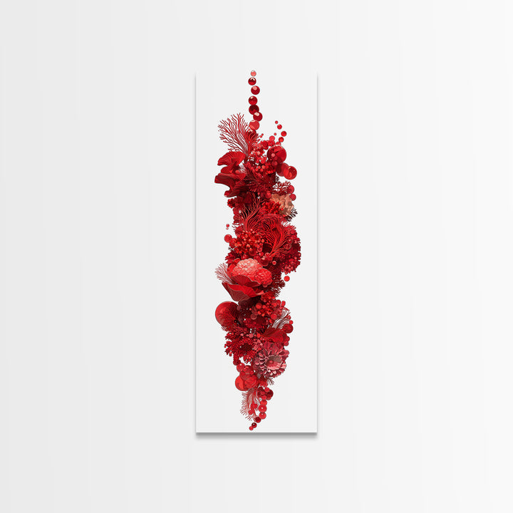 Red Coral Floral Abstract Sculpture Canvas Print, Modern African Art, Abstract Wall Art, Botanical Home Decor, Statement Gift