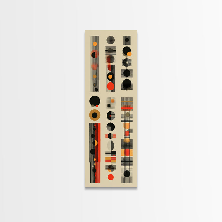 Earth Tone Circle Stripe Framed Canvas Print, African Abstract Pattern, Minimalist Wall Art, Mid Century Modern Decor Poster