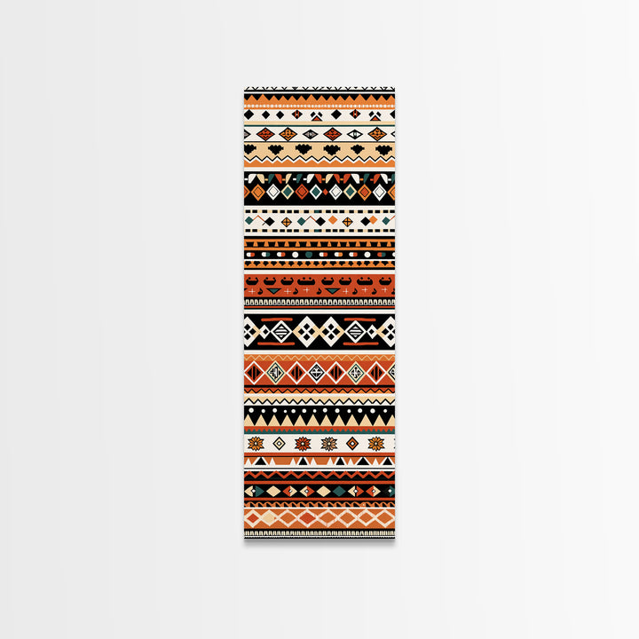 Orange Black And Teal African Patterns Wall Art, Tribal Textile Print, Ankara Inspired Decor, Boho Cultural Home Decoration