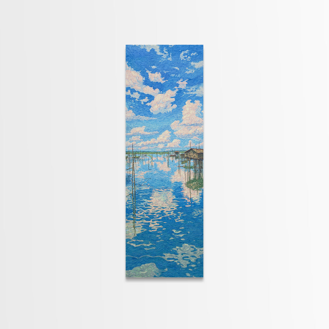 Sunlit African Lake Reflections Wall Art, Blue Landscape Canvas Print, Coastal Travel Poster, Peaceful Home Decor Gift Idea