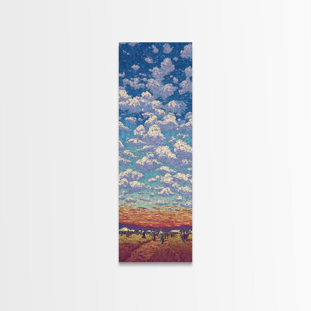Sunset Cloud Prairie Landscape Framed Canvas Print, Dreamy Sky Wall Art, Nature Scene Art For Living Room Decor, Housewarming Gift