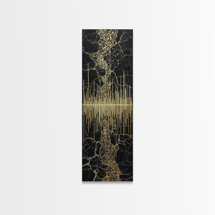 Black And Gold Abstract Soundwave Wall Art, Luxury Canvas Print, Modern Geometric Decor, Elegant Statement Home Decor Gift