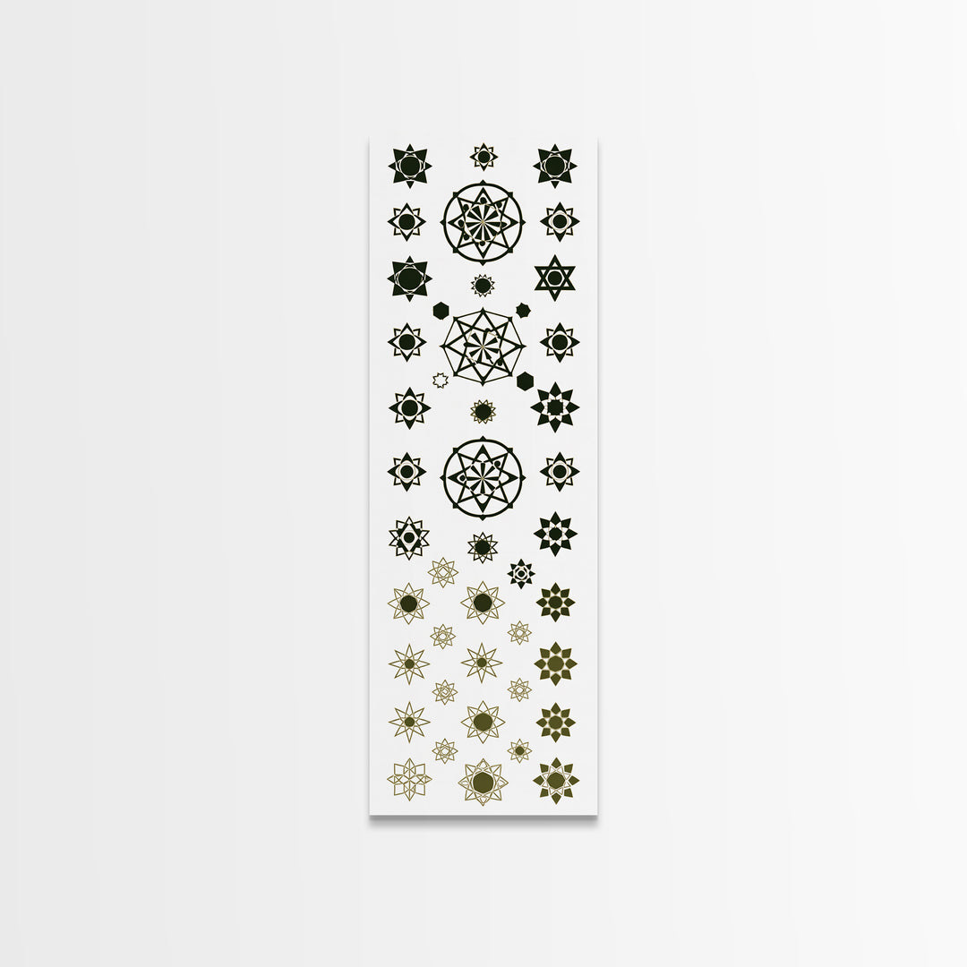 Sacred Geometry Star Pattern Canvas Print, Gold Green Mandala Wall Decor, Minimalist Art, Spiritual Wall Art, Boho Decor