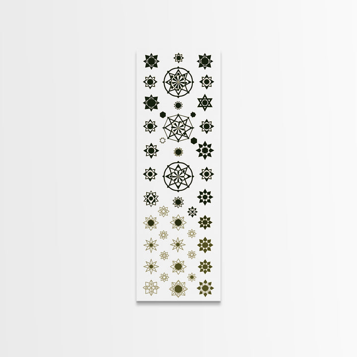 Sacred Geometry Star Pattern Canvas Print, Gold Green Mandala Wall Decor, Minimalist Art, Spiritual Wall Art, Boho Decor