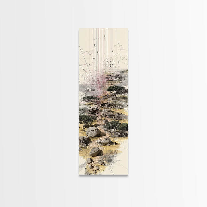 Minimal Acacia Savanna Abstract Landscape Wall Art, African Safari Print, Earth Tone Modern Canvas Decor, Unique Office Decor