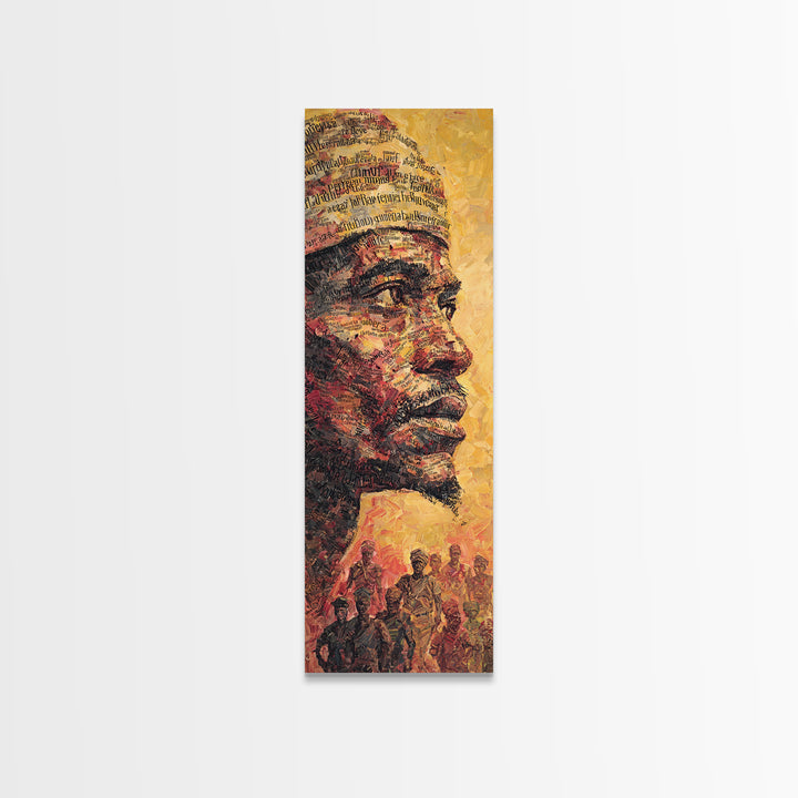 Regal African Man Profile Portrait Framed Canvas Print, Warm Orange Black Art, Tribal Warrior Culture Wall Decor, Gift For Him