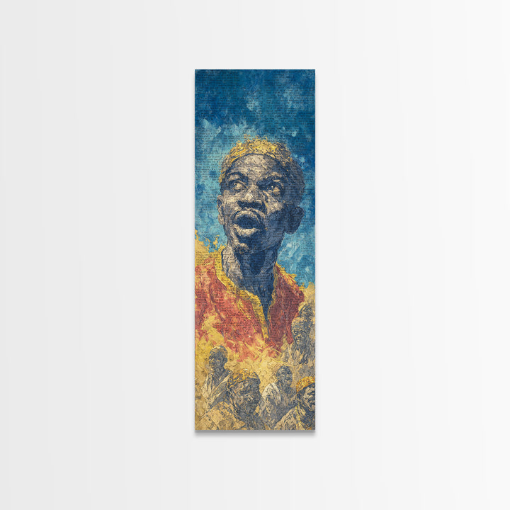 Expressive Singing Man Canvas Print, Blue African Portrait, Afrocentric Wall Decor, Black Music Art For Modern Home Gallery