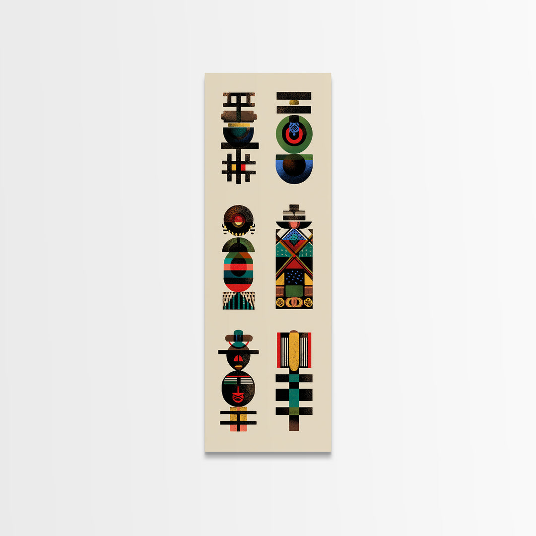 Abstract African Totem Wall Art, Geometric Tribal Symbols, Modern Afrocentric Decor, Ethnic Pattern Canvas For Home Gallery