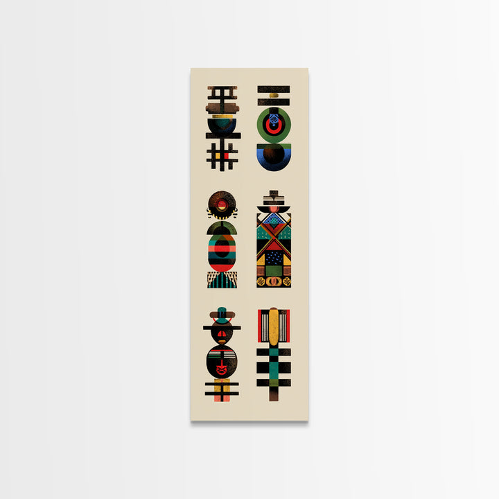 Abstract African Totem Wall Art, Geometric Tribal Symbols, Modern Afrocentric Decor, Ethnic Pattern Canvas For Home Gallery