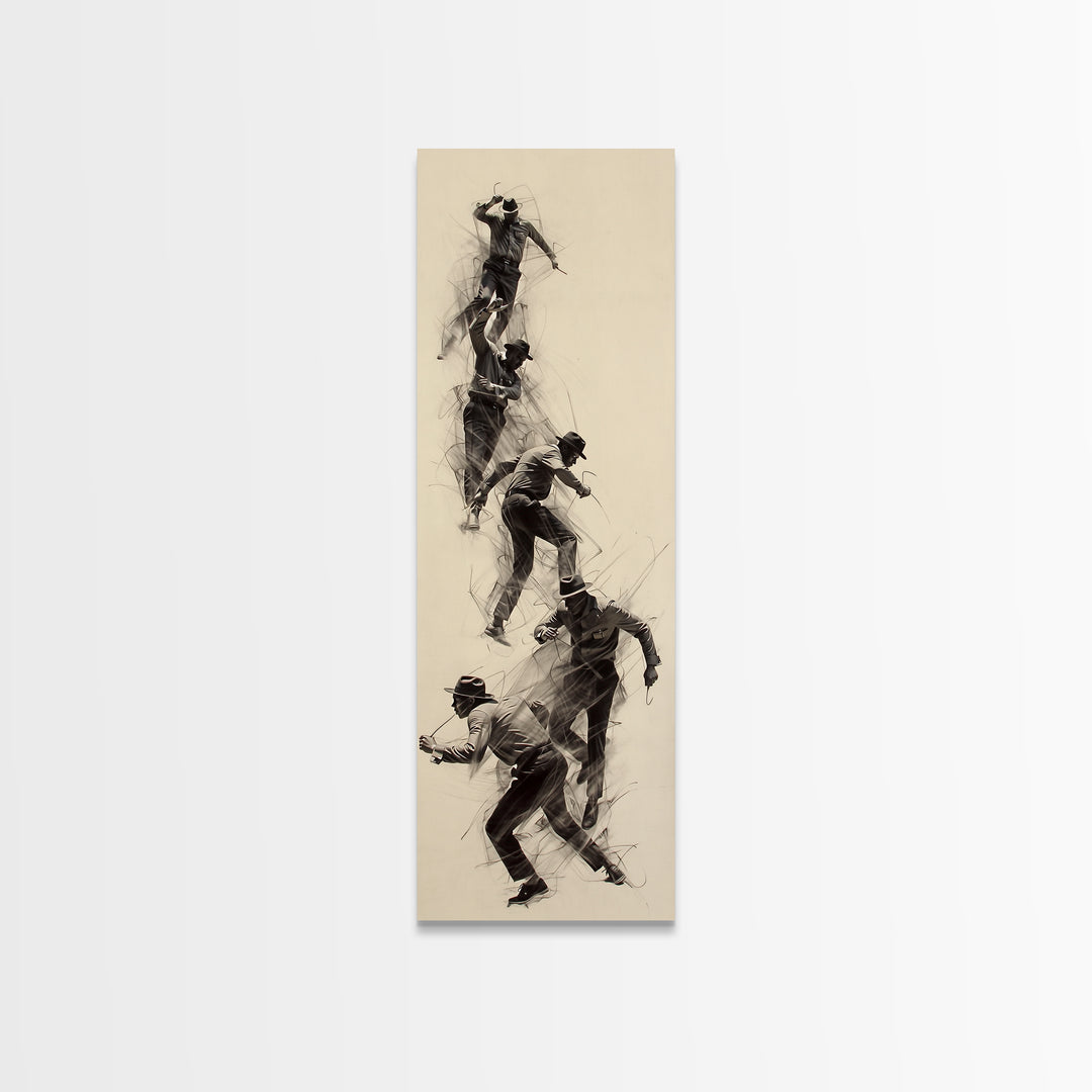 Dynamic African Climber Wall Art, Charcoal Motion Figures, Black Athlete Sketch, Modern Minimalist Decor For Home Gallery