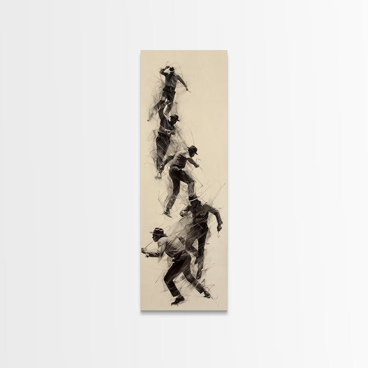 Dynamic African Climber Wall Art, Charcoal Motion Figures, Black Athlete Sketch, Modern Minimalist Decor For Home Gallery