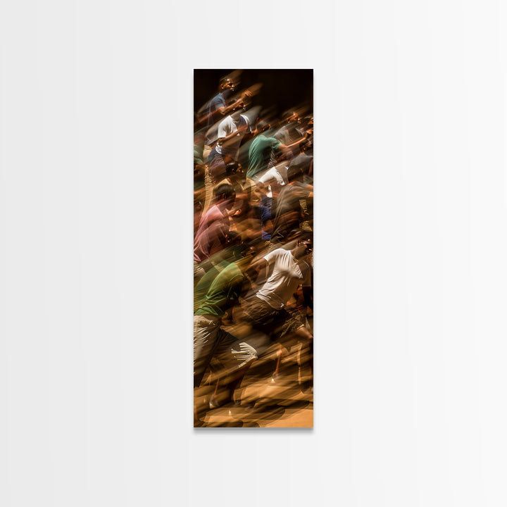 Blurred Crowd In Motion Canvas Print, Contemporary African People Art, Urban Wall Decor, Vibrant Statement Living Room Art