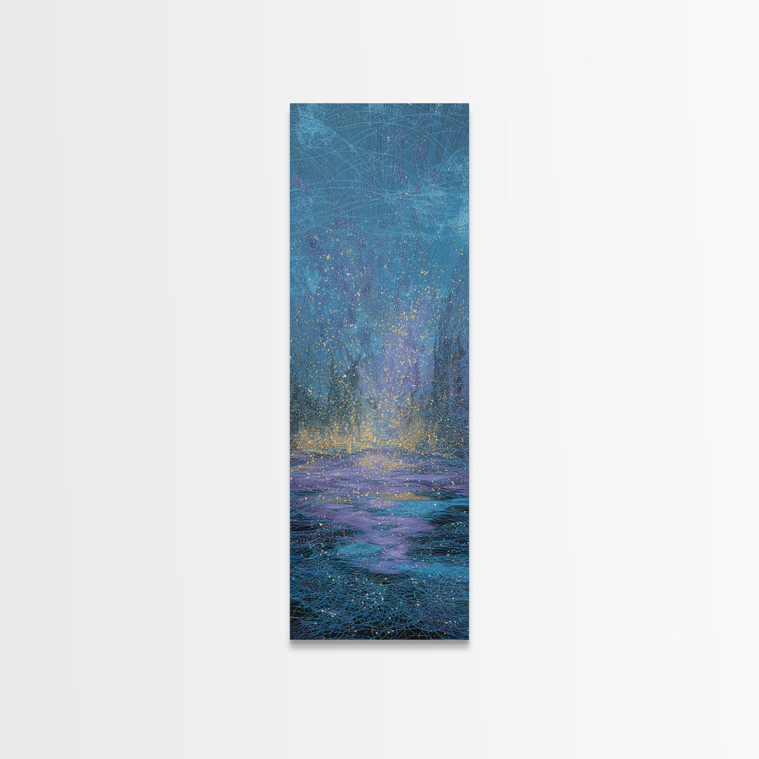 Blue Rainy Ocean Horizon Canvas Print, Dreamy Abstract Seascape, Coastal Bedroom Wall Decor, Modern Home Decor Gift For Her