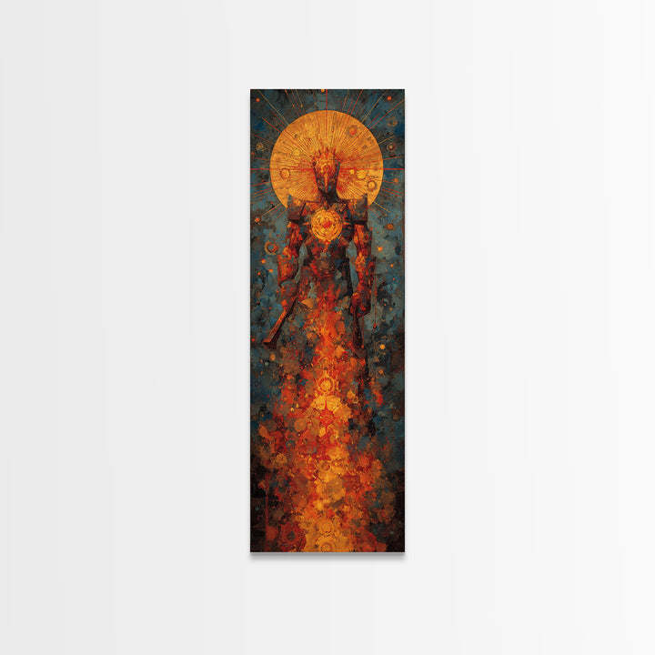 Radiant Tribal Spirit With Sun Halo Framed Canvas Print, Afrocentric Abstract Wall Art, Cultural Portrait Home Decor Gift
