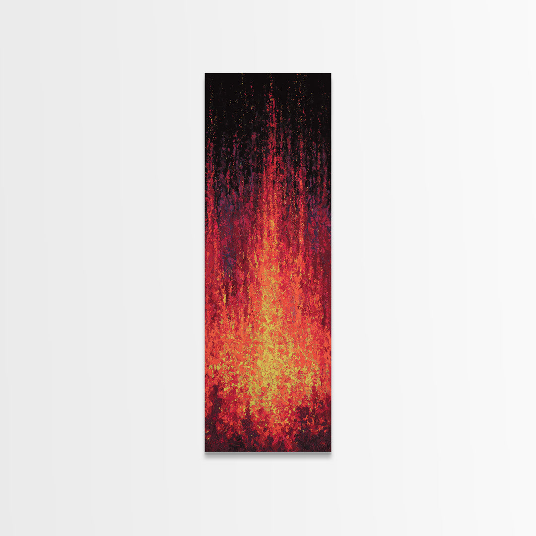 Blazing Red Orange Firefall Abstract Wall Art, African Inspired Canvas Print, Modern Black Decor, Statement Home Decor Gift